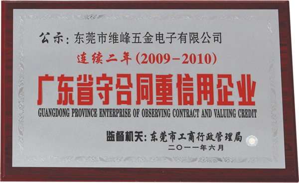 2009-2010年度广东省守合同重信用企业