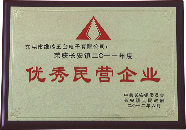 长安镇2011年度优秀民营企业